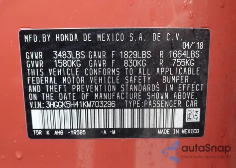2019 Honda Fit Lx from USA, damaged, VIN 3HGGK5H41KM703296
